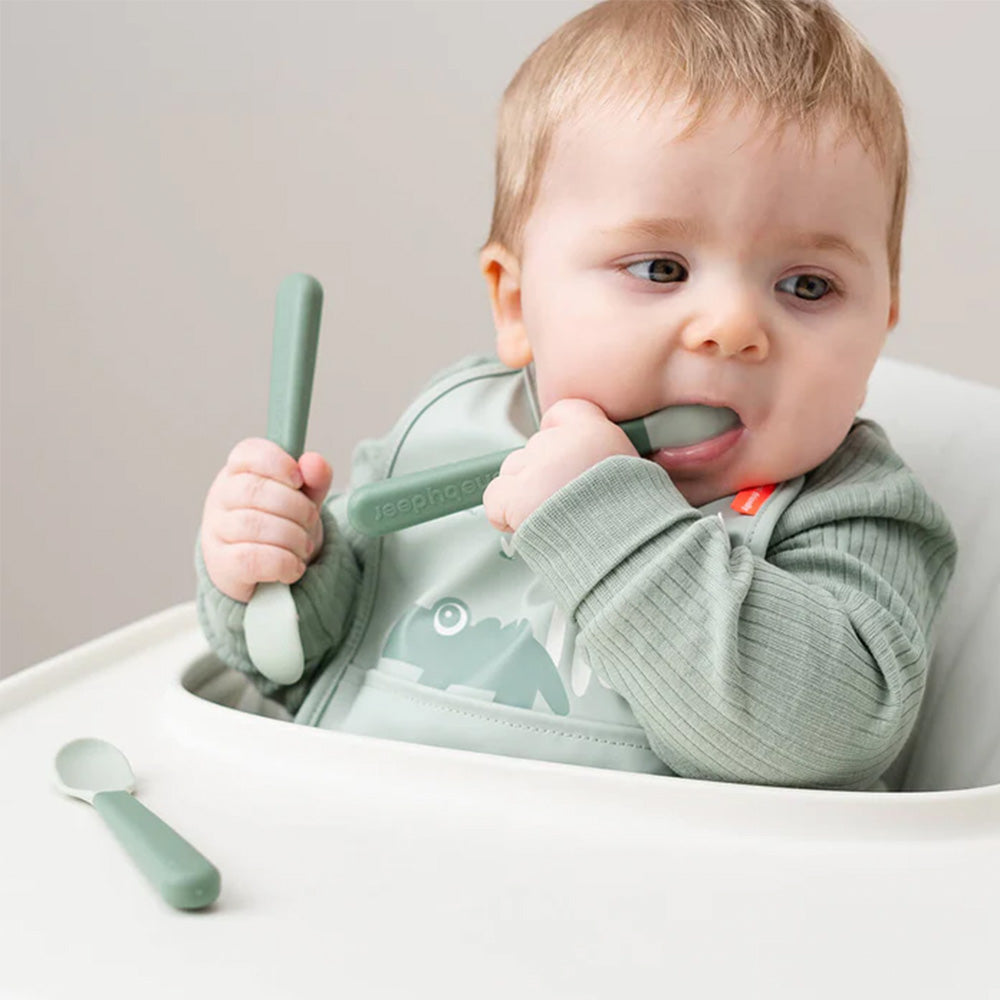 Set Foodie de 3 cucharas de fácil agarre para bebés verde