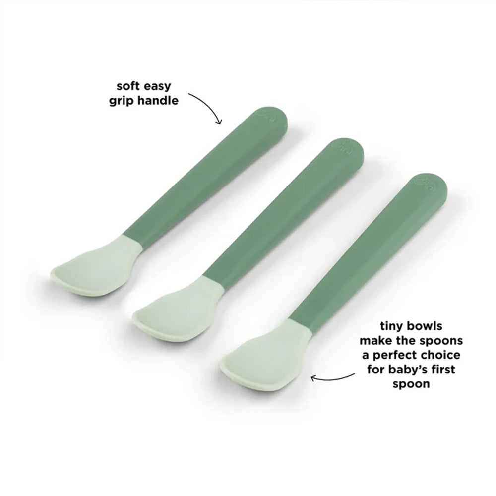 Set Foodie de 3 cucharas de fácil agarre para bebés verde