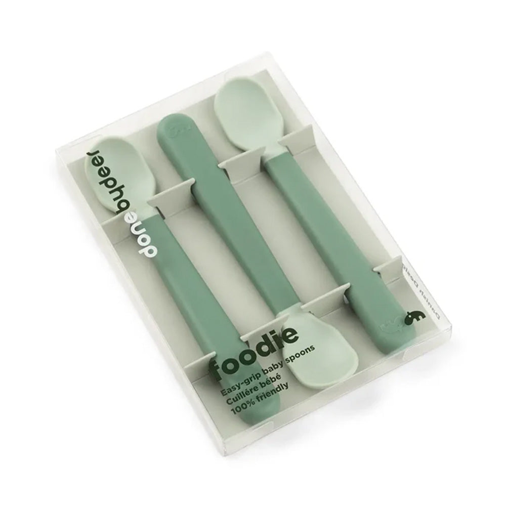 Set Foodie de 3 cucharas de fácil agarre para bebés verde