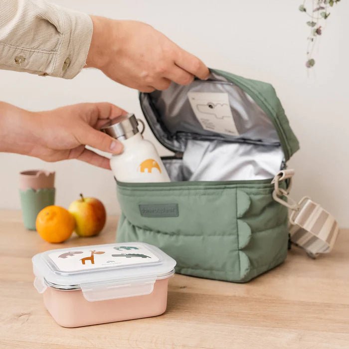 Caja de metal para almuerzo Deer Friends rosa