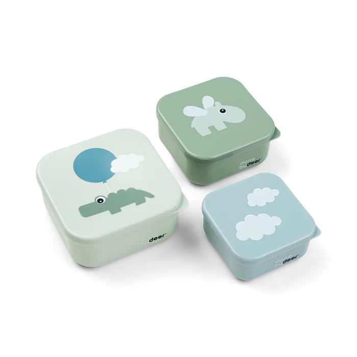 Set de 3 cajas para snack Happy Clouds verde