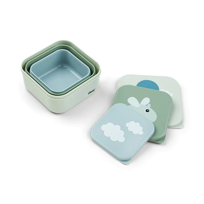 Set de 3 cajas para snack Happy Clouds verde