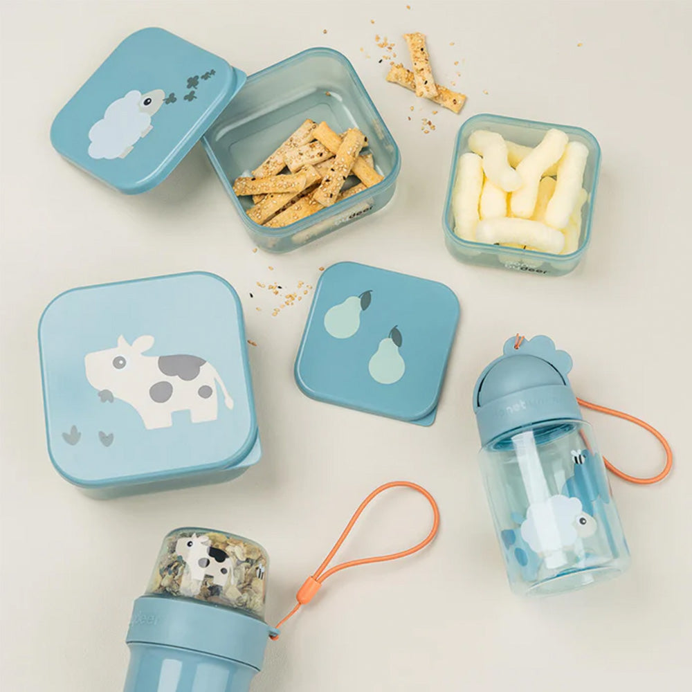 Set de 3 cajas para snack Tiny Farm azul
