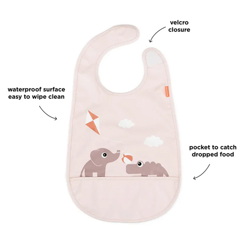 Babero con velcro Playground rosa