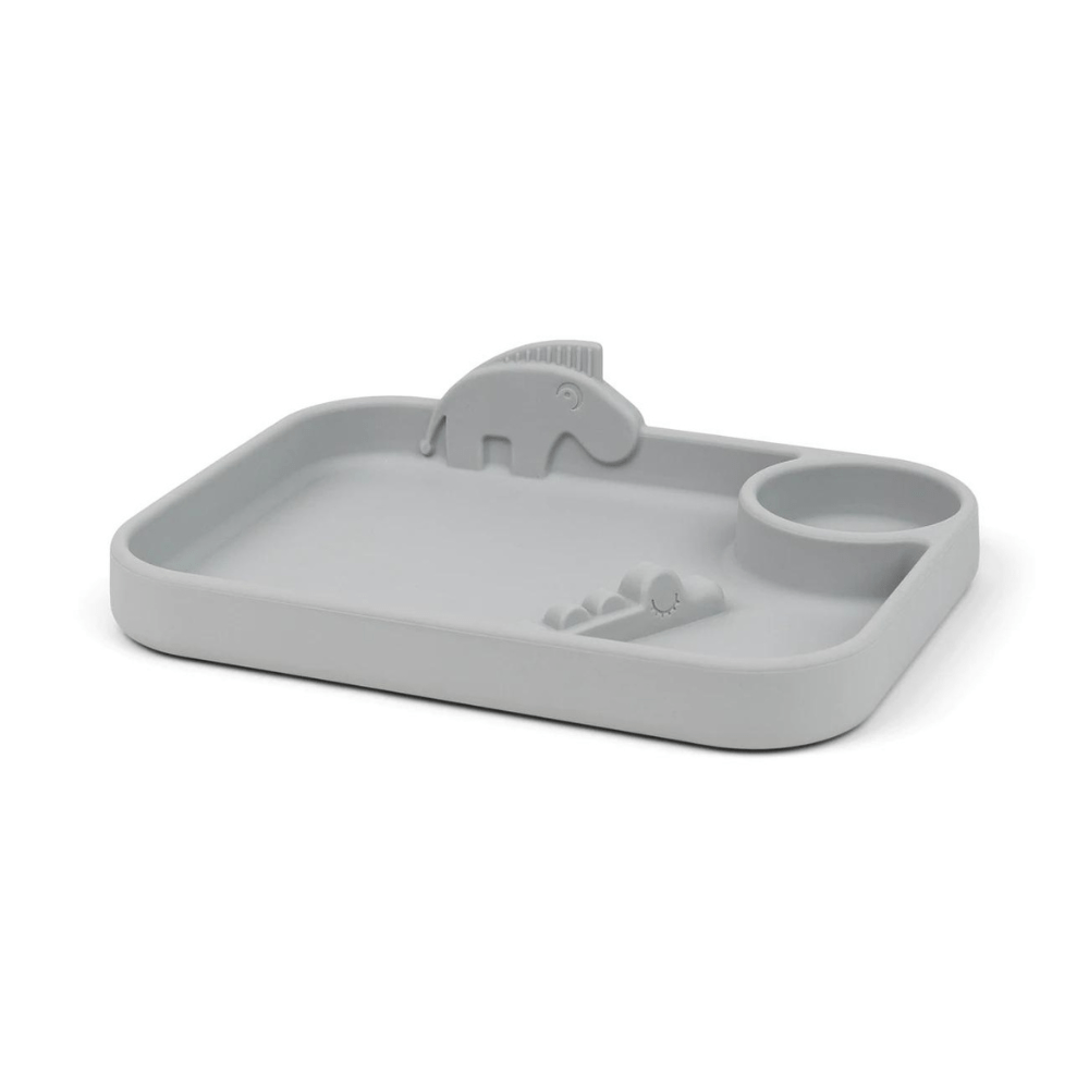 Plato con compartimientos Peekaboo Deer Friends gris