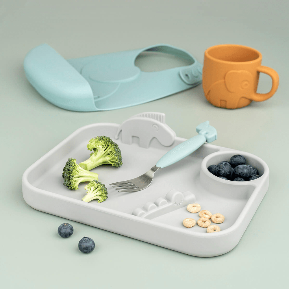 Plato con compartimientos Peekaboo Deer Friends gris