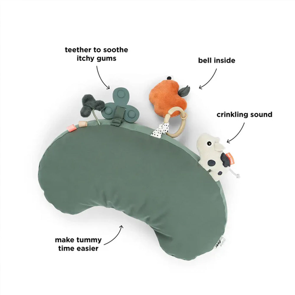 Almohada de actividades para el tiempo de juego boca abajo Tiny Farm verde