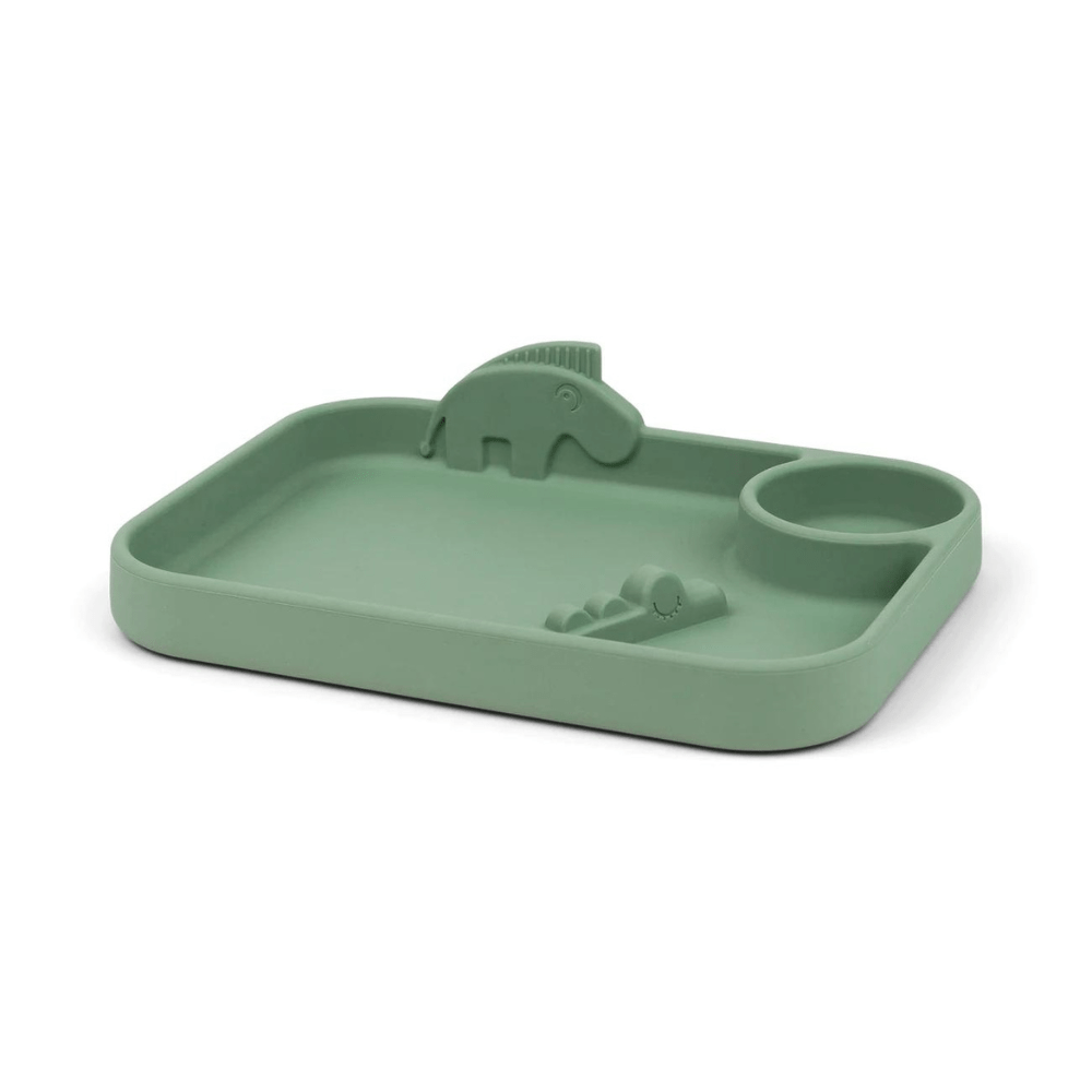 Plato con compartimientos Peekaboo Deer Friends verde