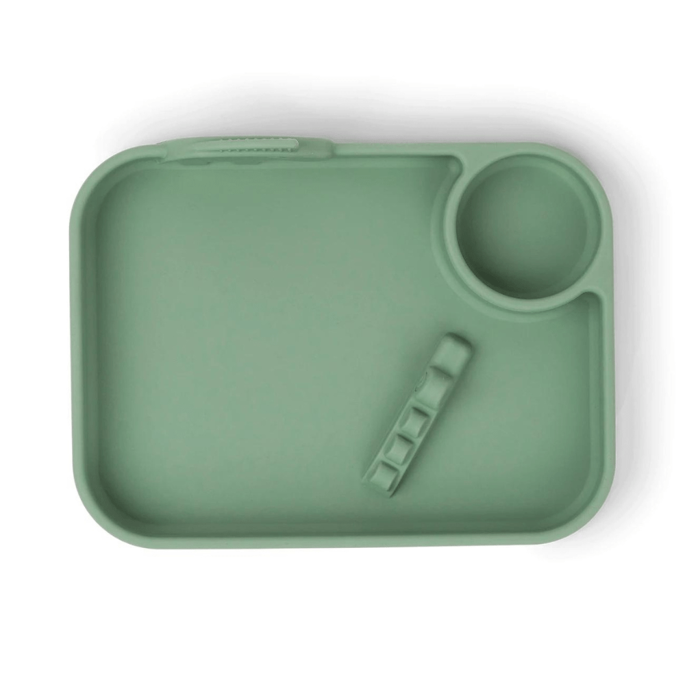 Plato con compartimientos Peekaboo Deer Friends verde