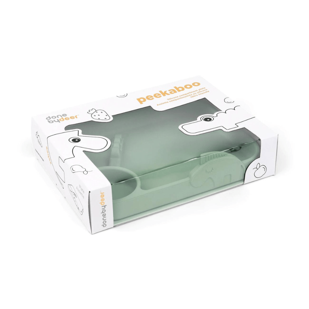 Plato con compartimientos Peekaboo Deer Friends verde