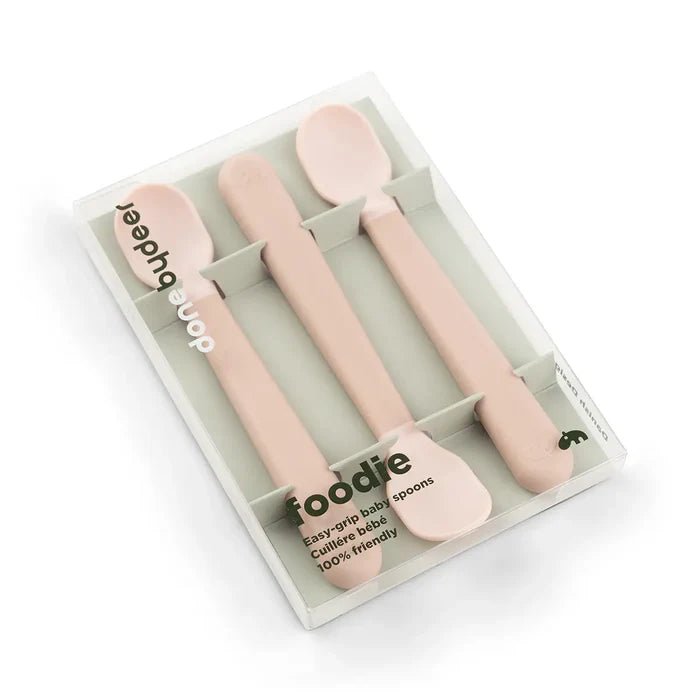 Set Foodie de 3 cucharas de fácil agarre para bebés rosa