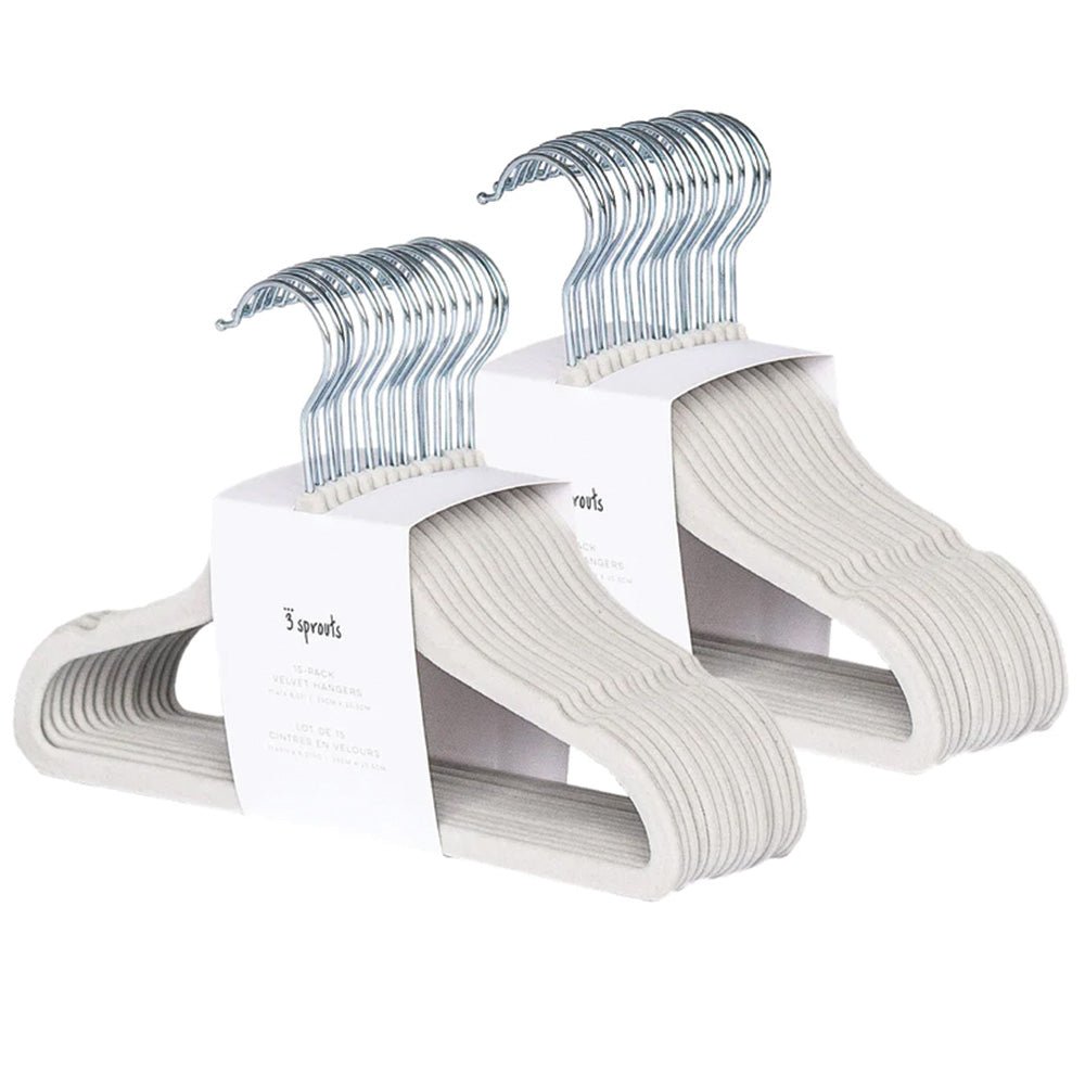Colgadores antideslizantes de terciopelo Gris (Set de 30)