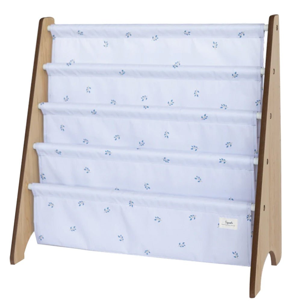 Librero de tela reciclada con diseño de arándanos lila