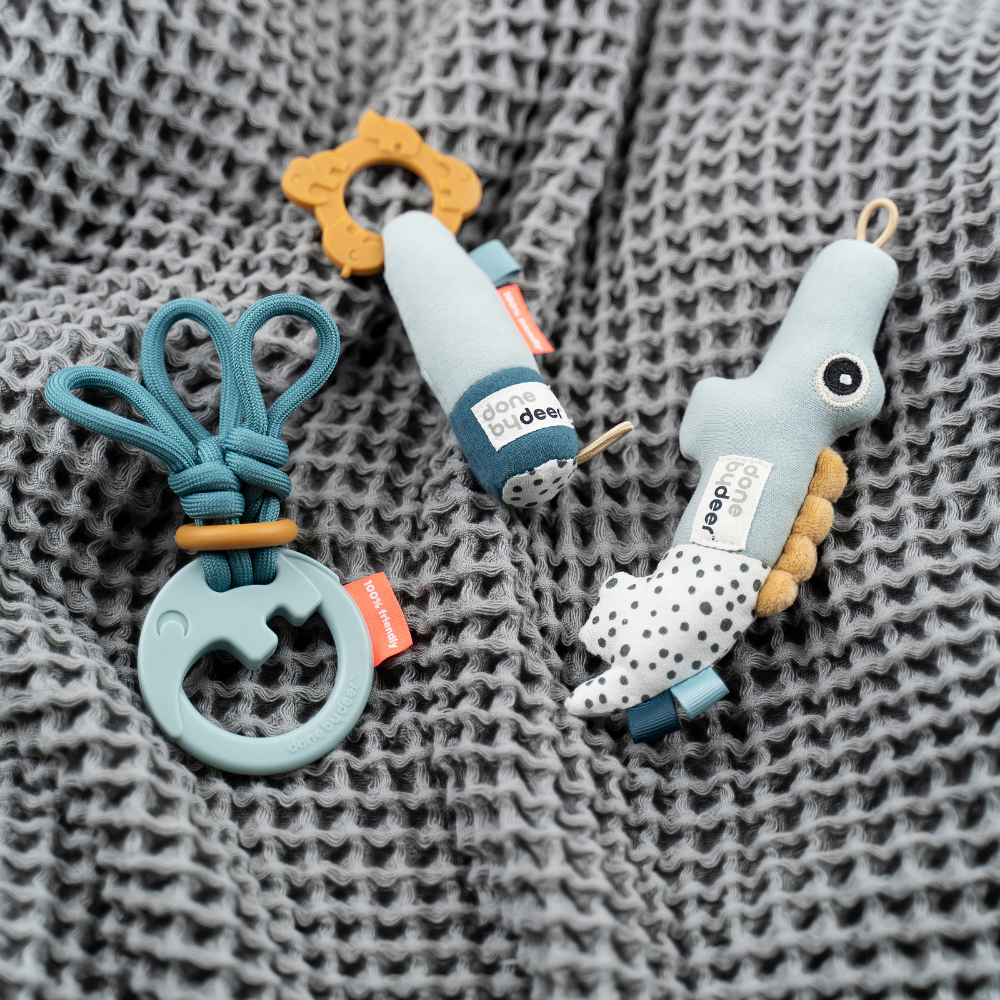 Pack de 3 Sonajeros Tiny Toys, azul