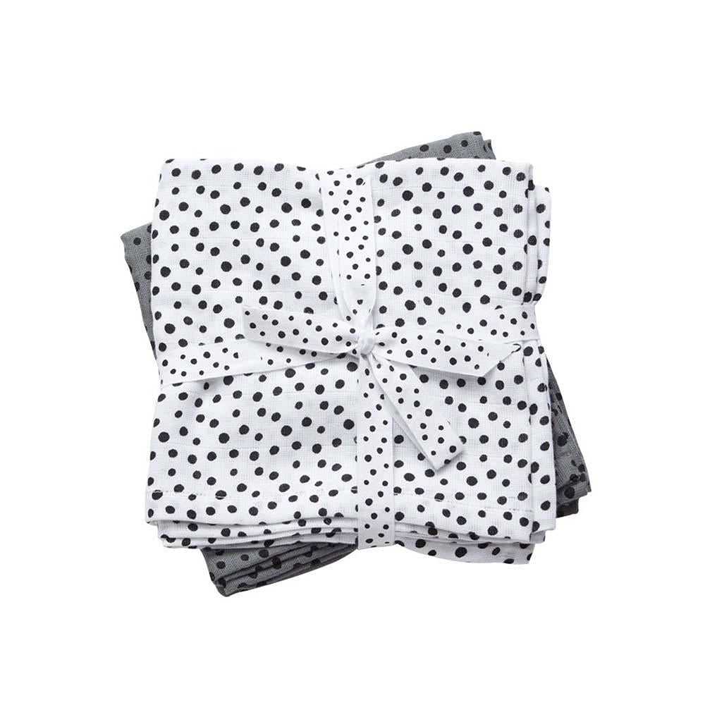 Set 2 muselinas pequeñas Happy Dots gris