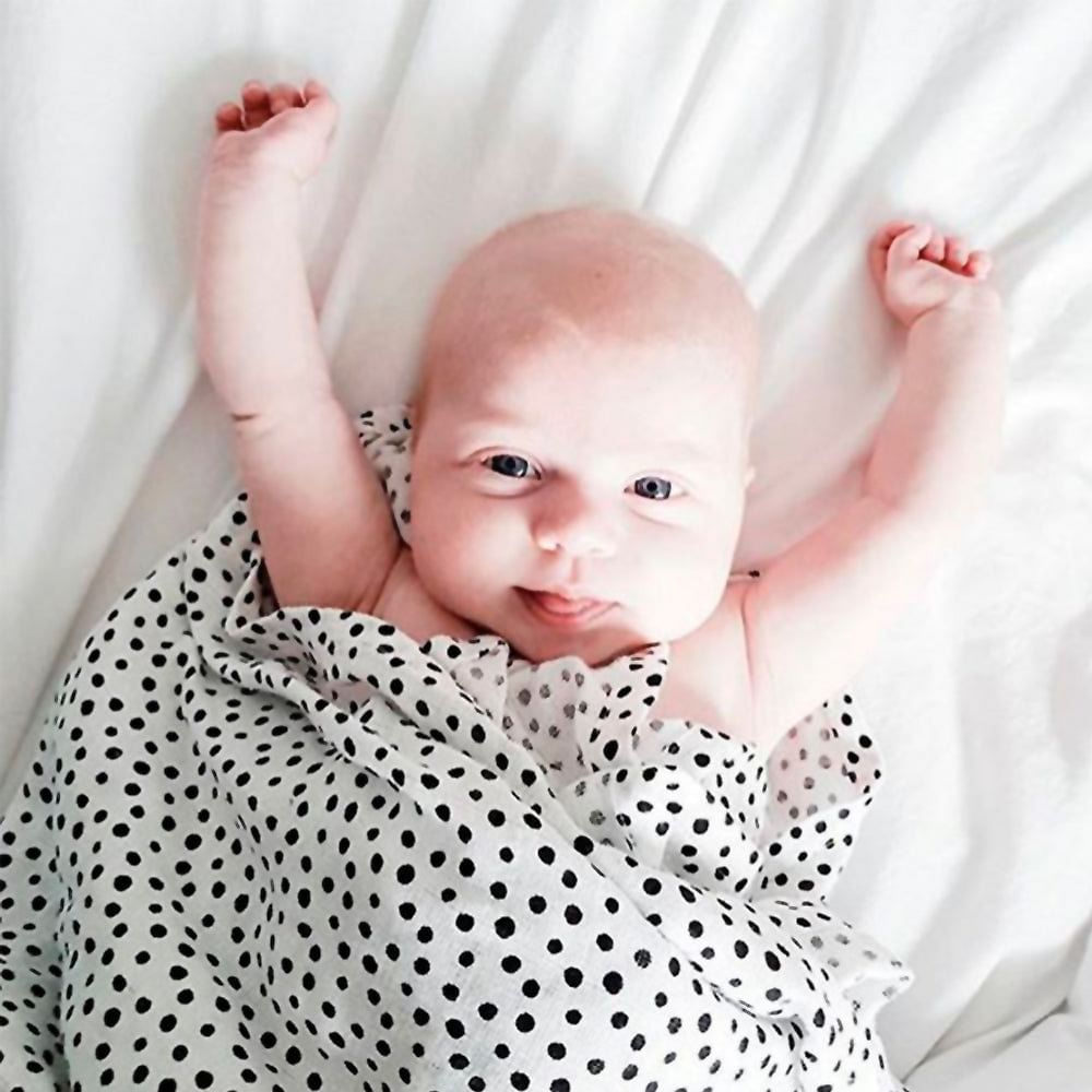 Set 2 muselinas pequeñas Happy Dots gris