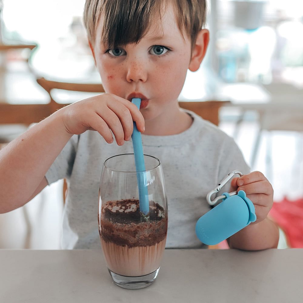 Bombilla en caja para llevar, Oso Azul oscuro