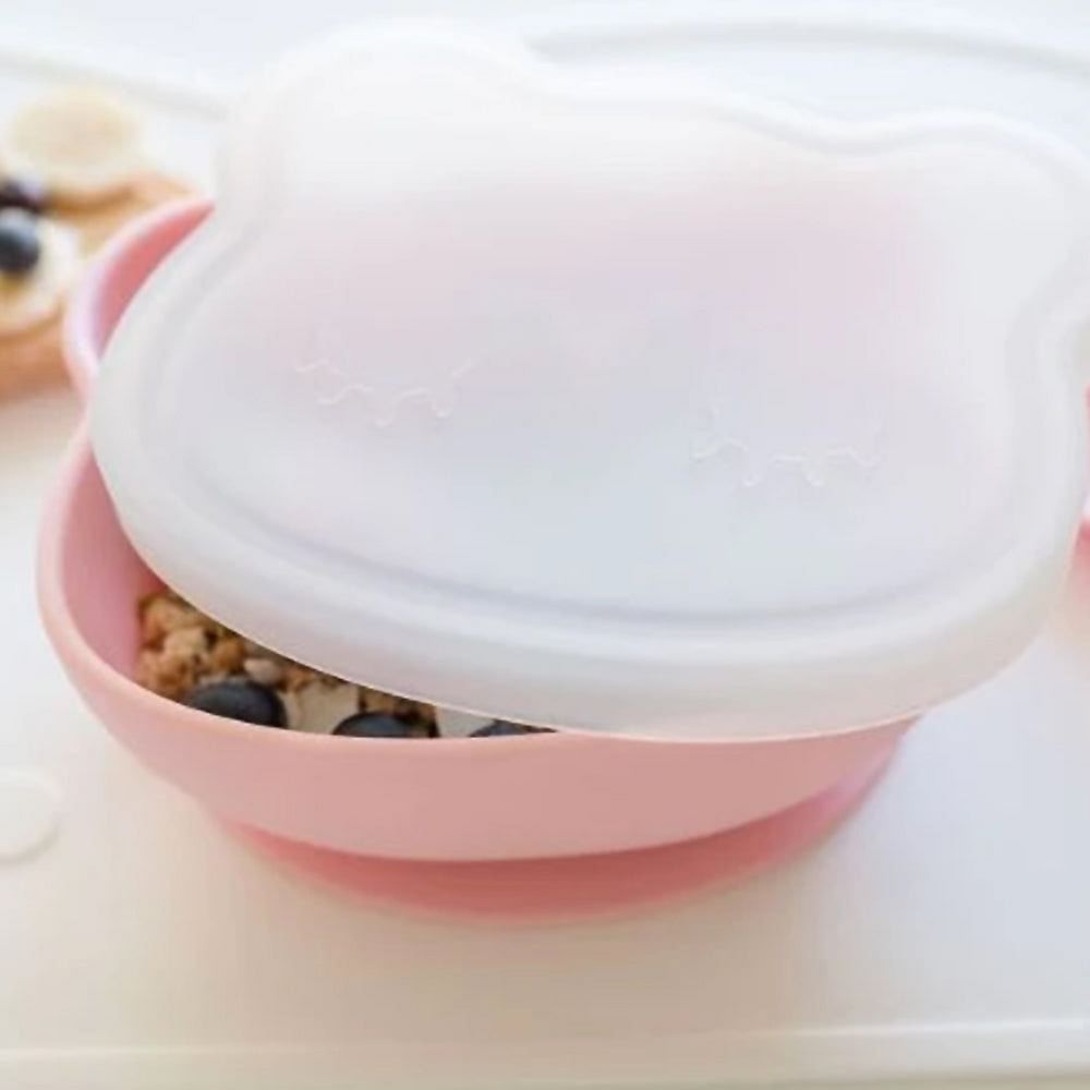 Bowl Oso con ventosa y tapa, Rosa pastel