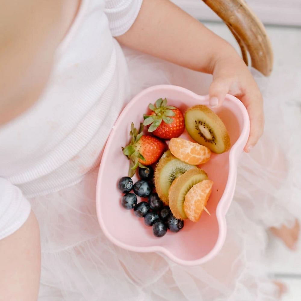 Bowl Oso con ventosa y tapa, Rosa pastel