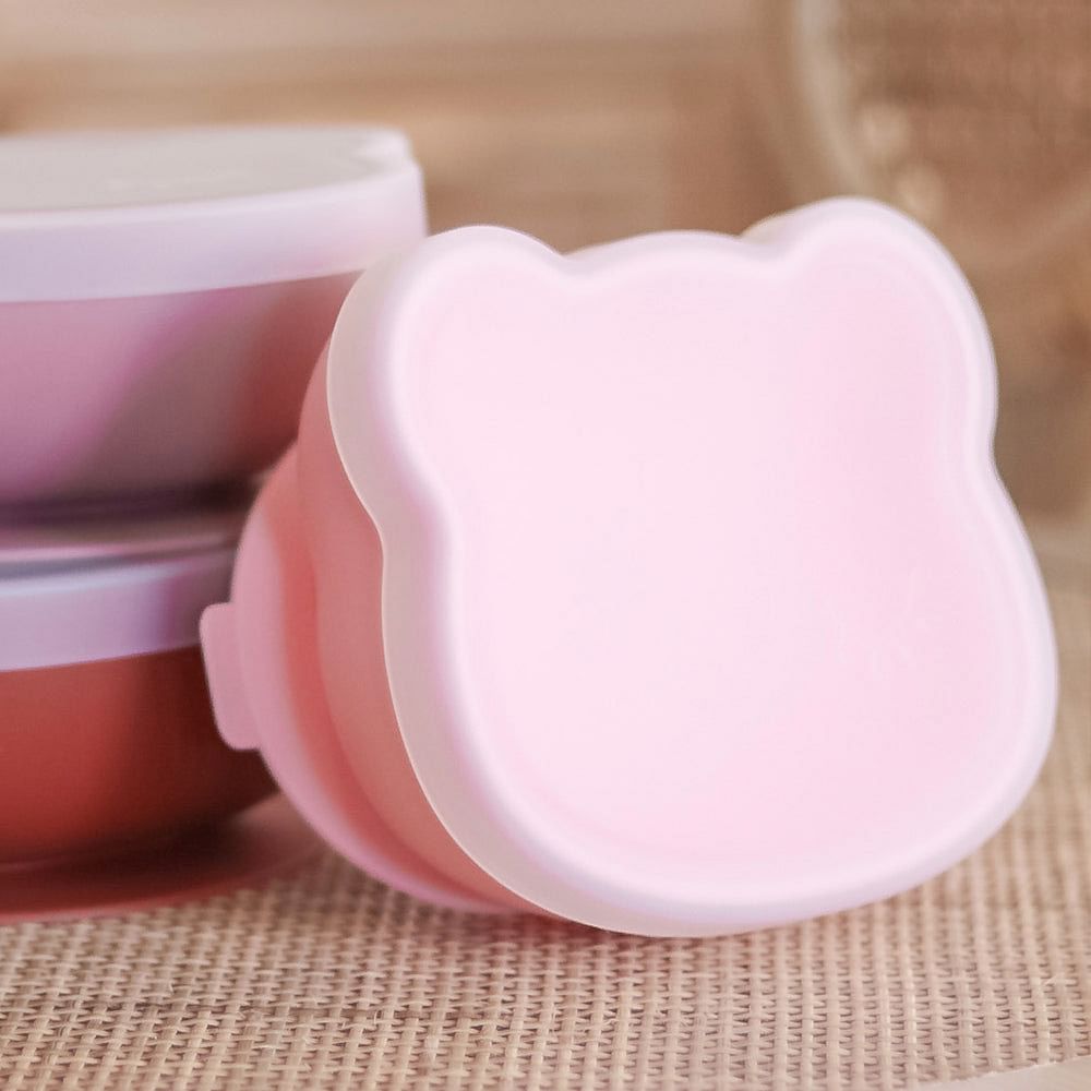 Bowl Oso con ventosa y tapa, Rosa pastel
