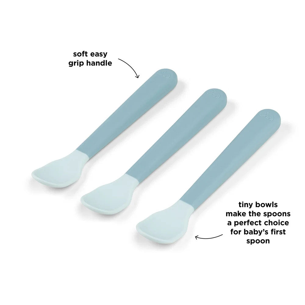 Set Foodie de 3 cucharas de fácil agarre para bebés azul