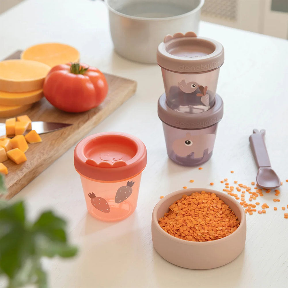 Set de 3 Contenedores para comida de bebé Ozzo rosa