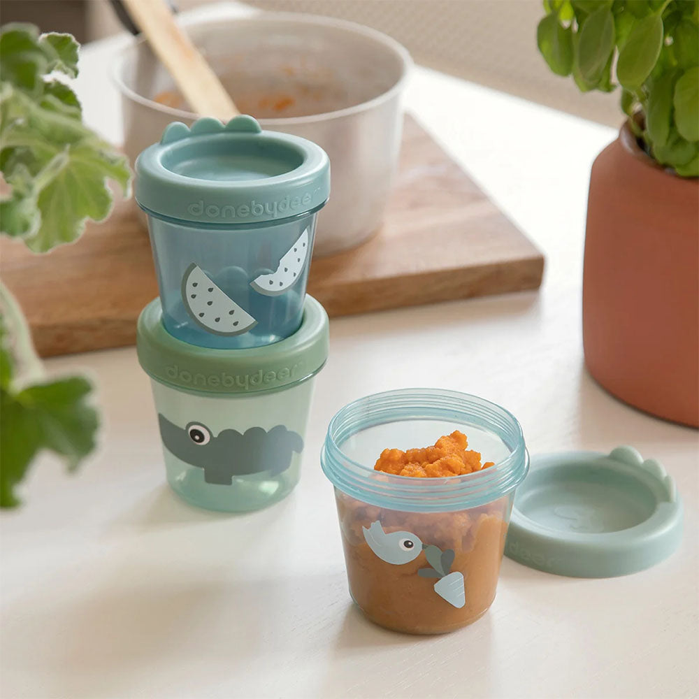 Set de 3 Contenedores para comida de bebé Croco verde