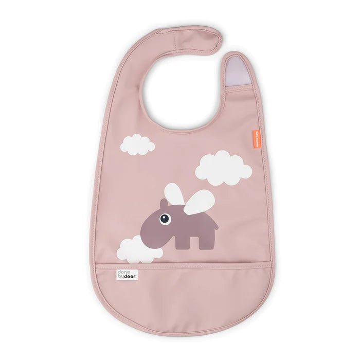 Babero con velcro Happy Clouds rosa