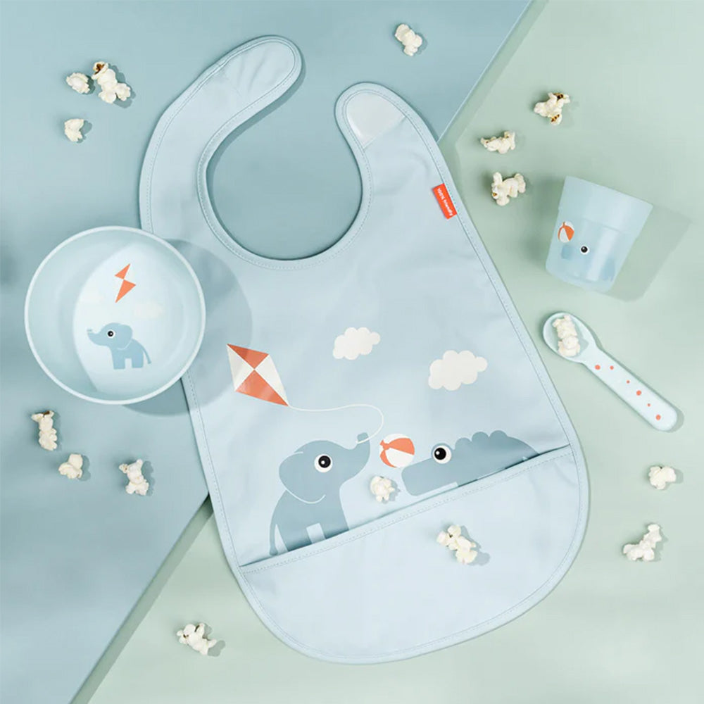 Babero con velcro Playground azul