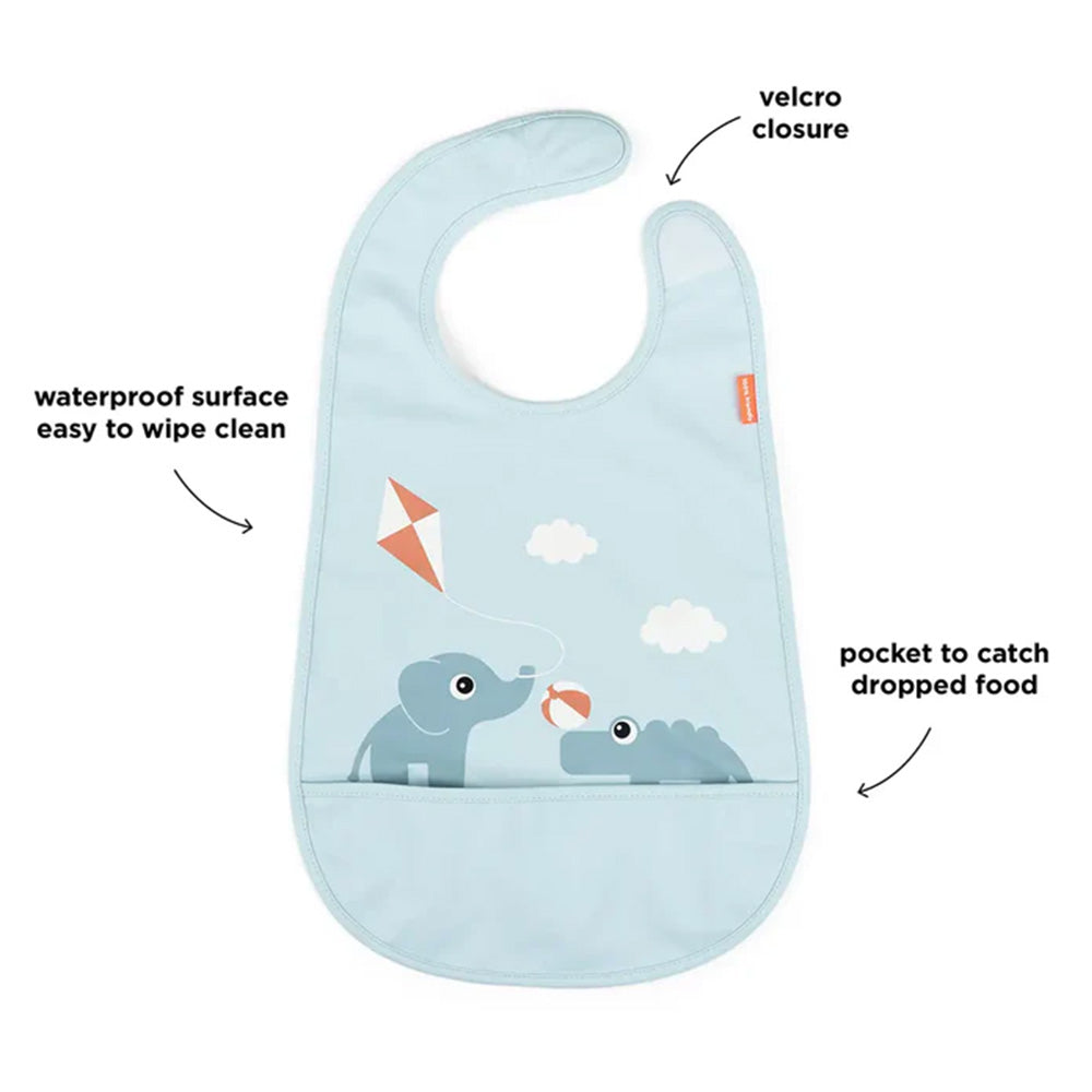 Babero con velcro Playground azul