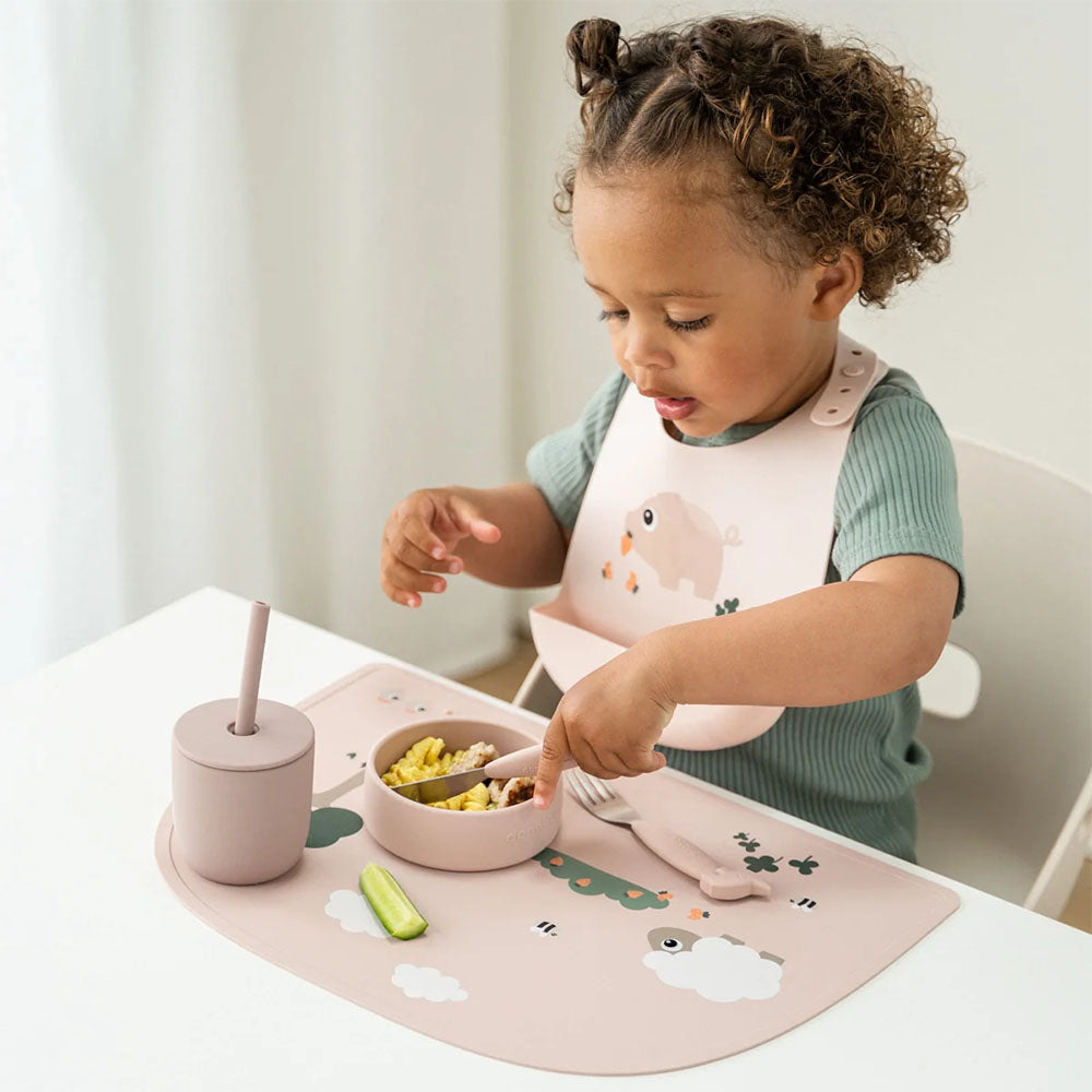 Set de 2 baberos silicona Tiny Farm rosa