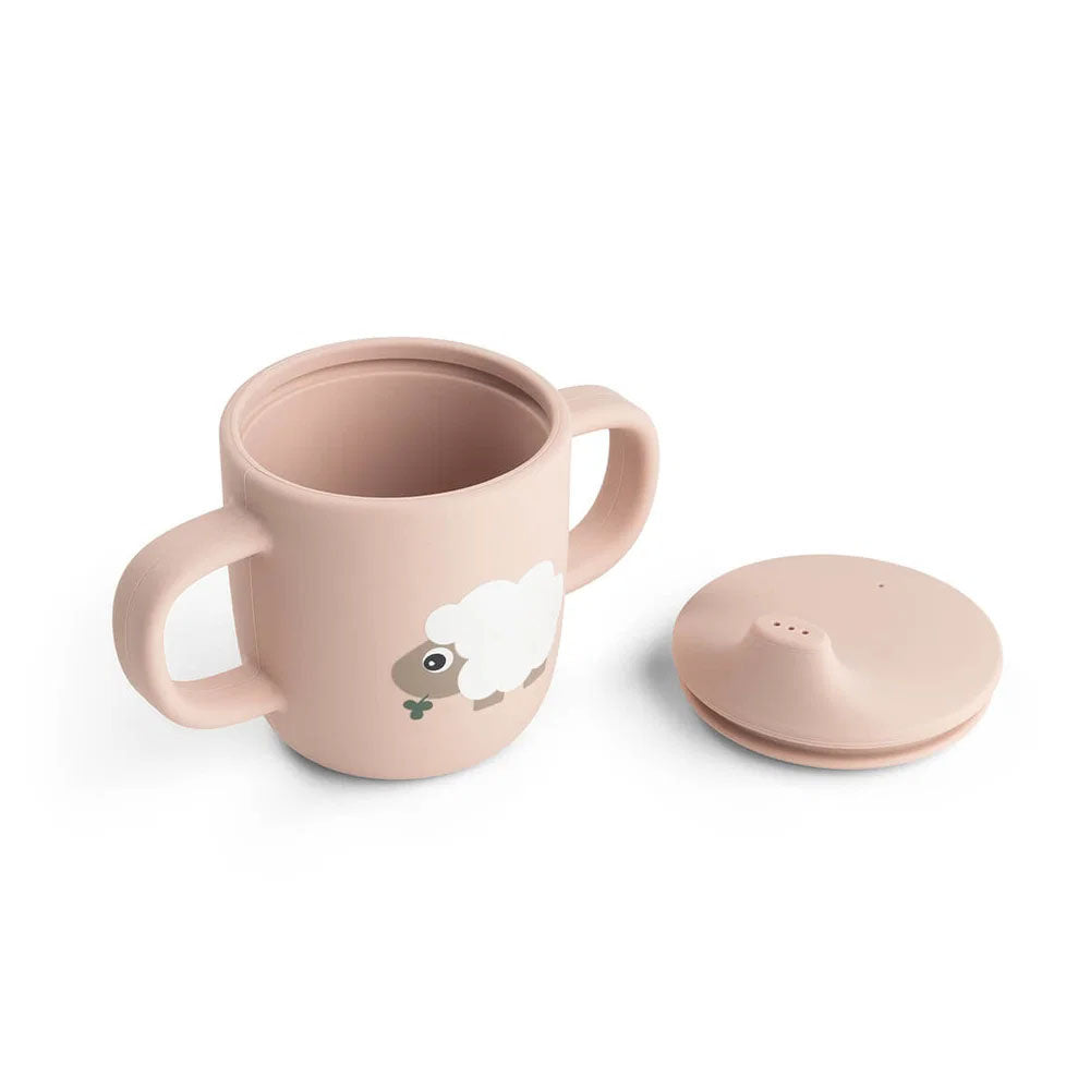 Vaso con boquilla de silicona de 2 asas Tiny Farm rosa