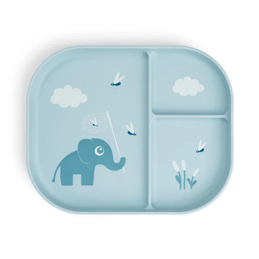 Plato Foodie con compartimentos Elphee azul