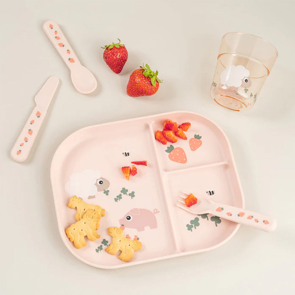 Plato Foodie con compartimentos Tiny Farm rosa