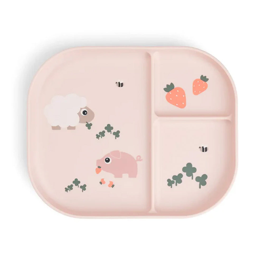 Plato Foodie con compartimentos Tiny Farm rosa
