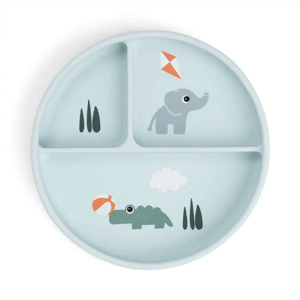 Plato con compartimentos y ventosa Playground azul