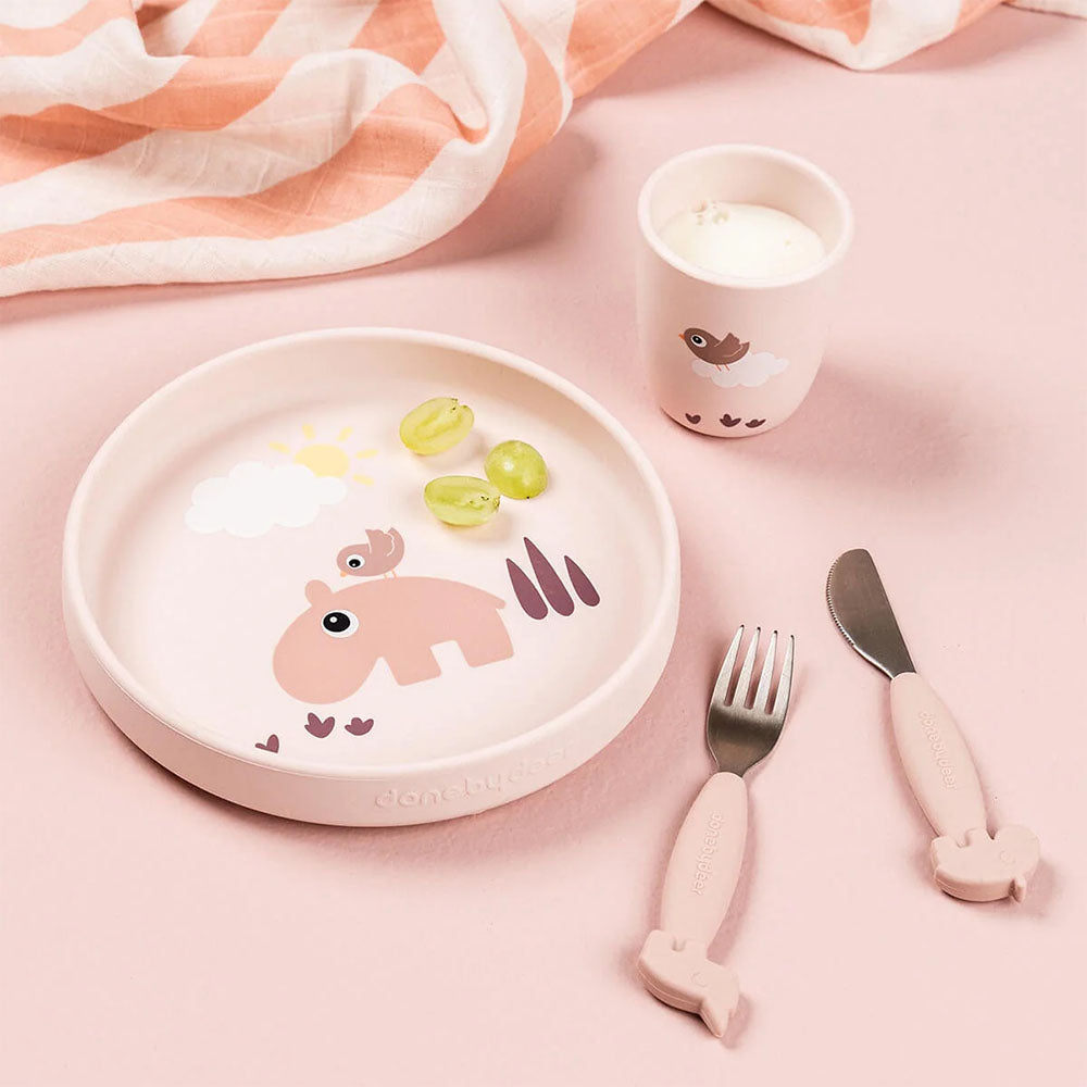 Plato de silicona stick & stay Playground rosa