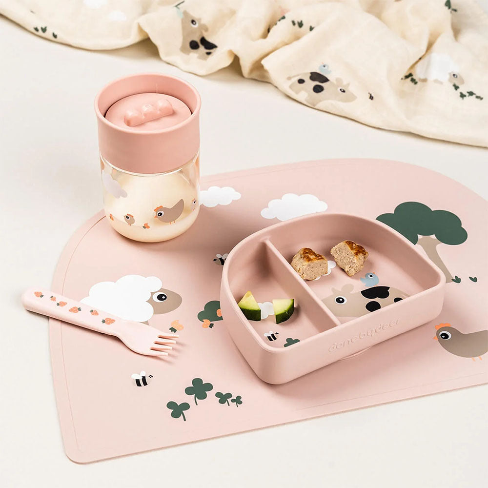 Bowl con compartimentos stick & stay Tiny Farm rosa
