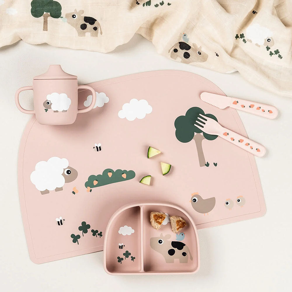 Bowl con compartimentos stick & stay Tiny Farm rosa