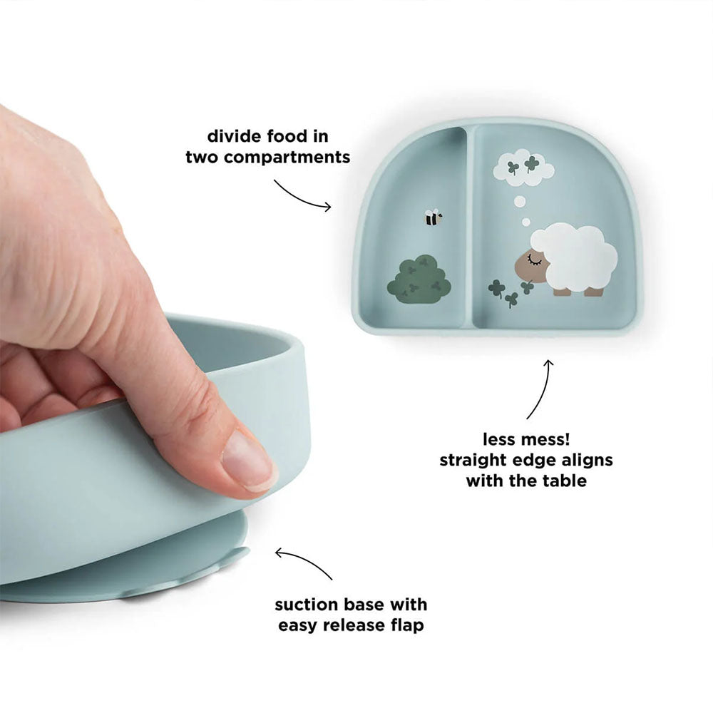 Bowl con compartimentos stick & stay Tiny Farm azul