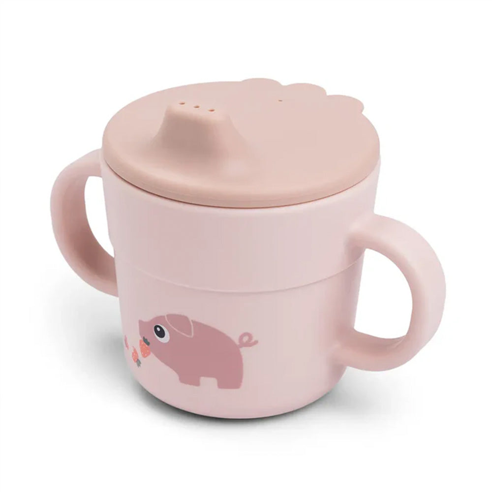 Vaso con boquilla Foodie Tiny Farm rosa