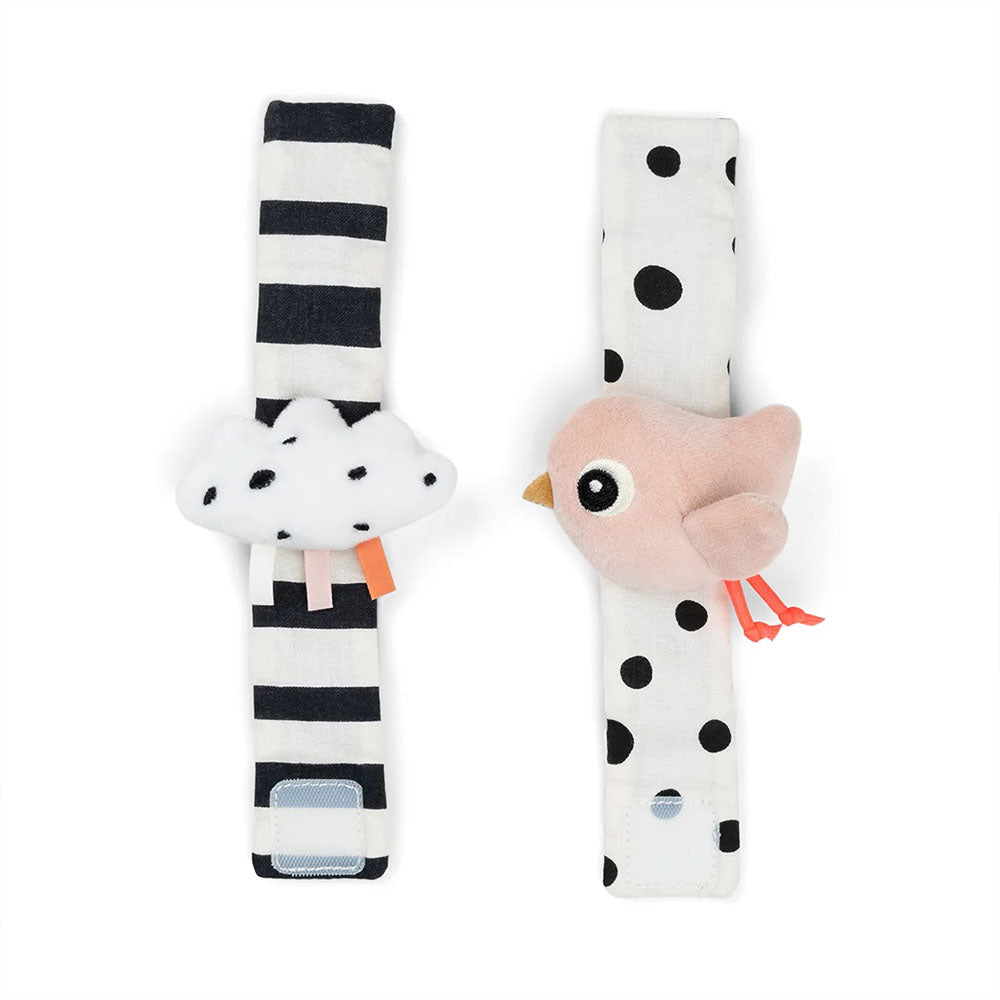 Set de 2 sonajeros de muñeca Happy Clouds rosa