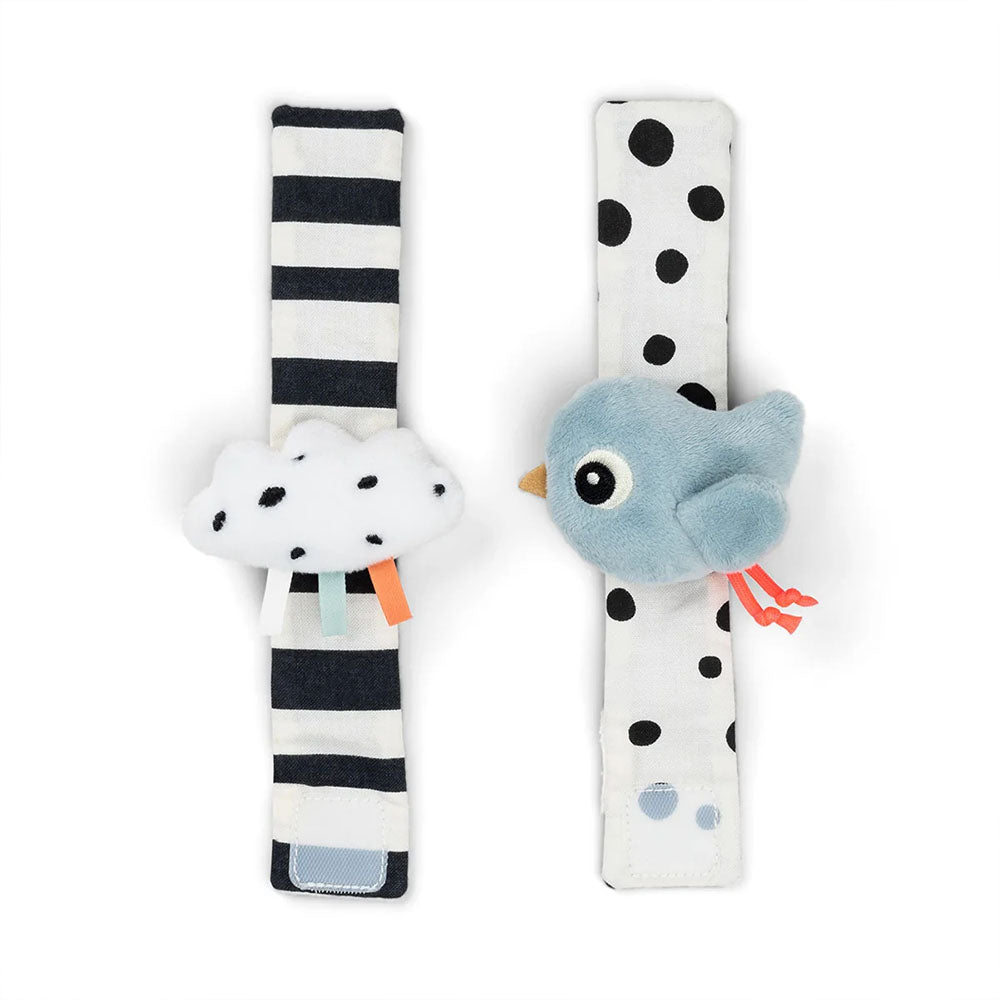 Set de 2 sonajeros de muñeca Happy Clouds azul