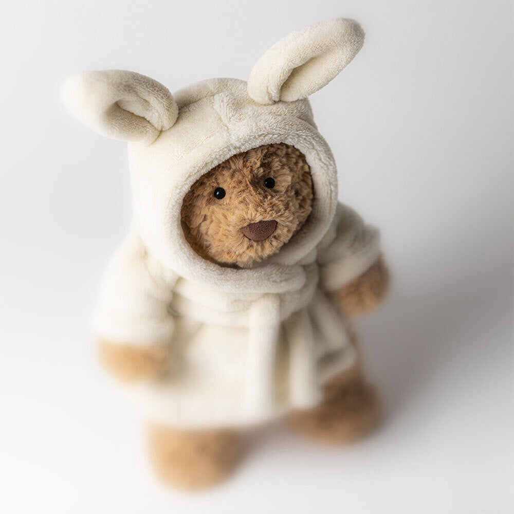 Peluche Bartolomeo con bata de baño
