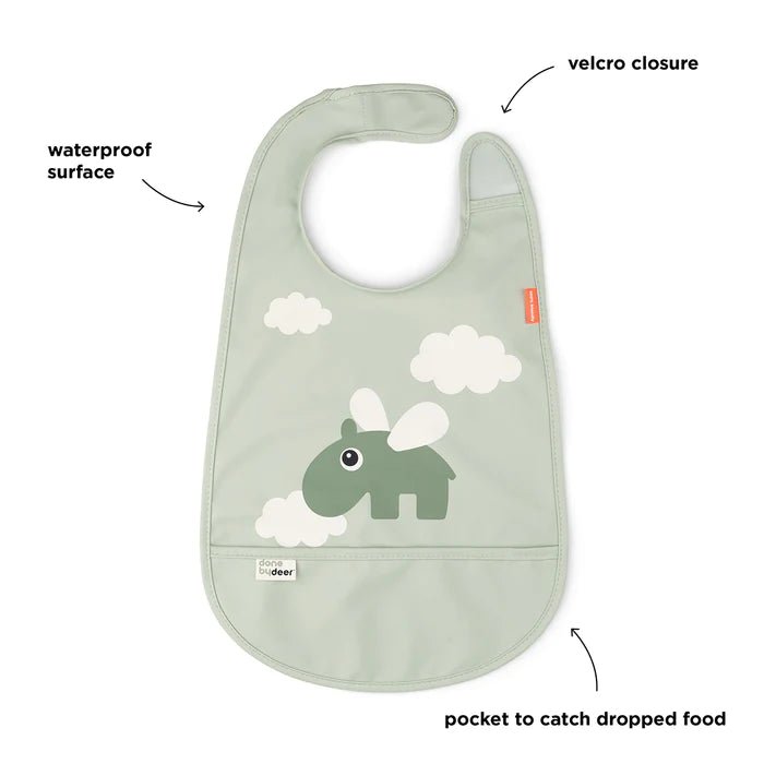 Babero con velcro Happy Clouds verde