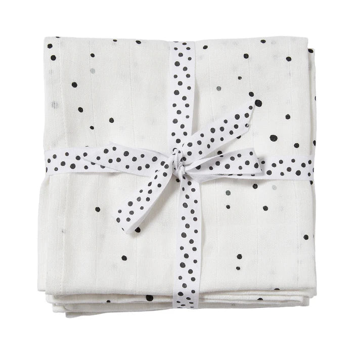 Set 2 muselinas Dreamy Dots negro con blanco