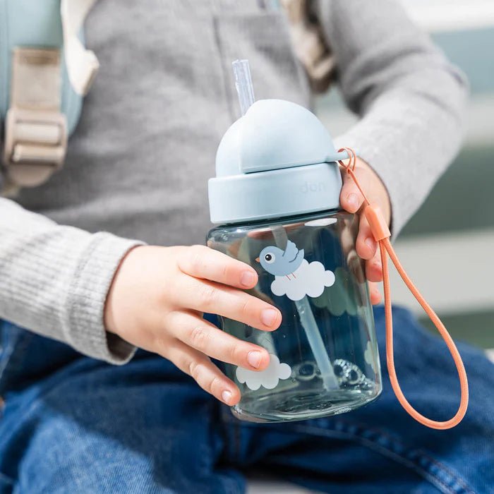 Set de caja para almuerzo y snack con botella con bombilla Playground azul