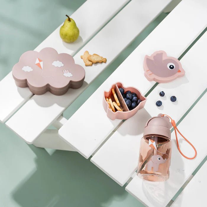 Set de caja para almuerzo y snack con botella con bombilla Playground rosa