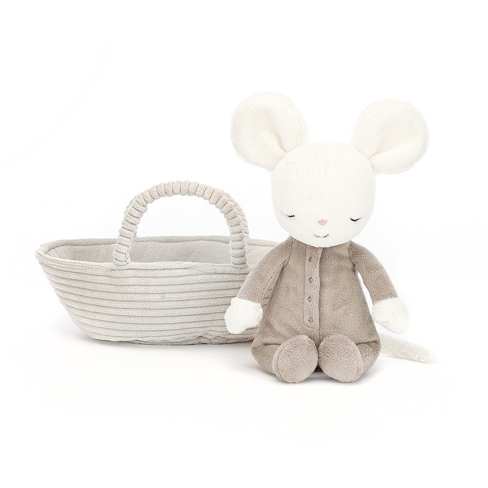 Peluche Ratón con Cesta para Dormir