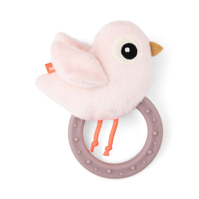 Sonajero sensorial con mordedor Birdee rosa